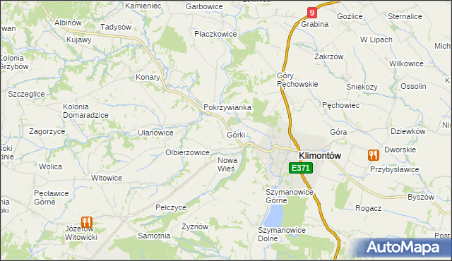 mapa Górki gmina Klimontów, Górki gmina Klimontów na mapie Targeo