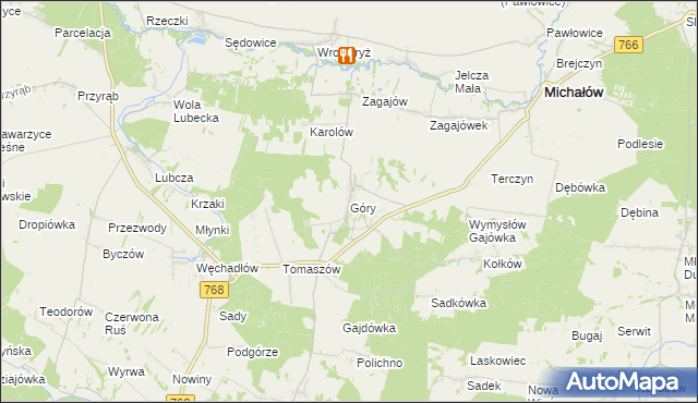 mapa Góry gmina Michałów, Góry gmina Michałów na mapie Targeo