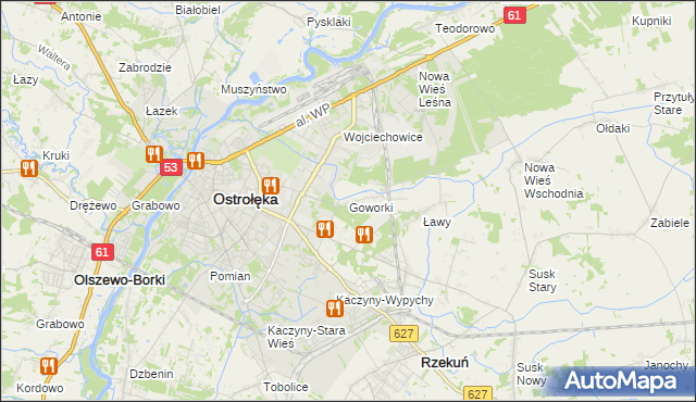 mapa Goworki, Goworki na mapie Targeo