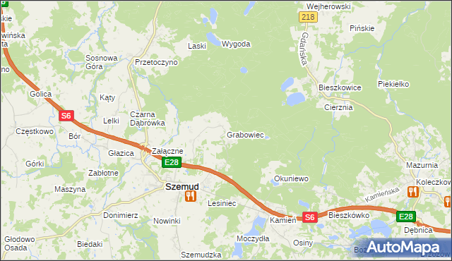 mapa Grabowiec gmina Szemud, Grabowiec gmina Szemud na mapie Targeo