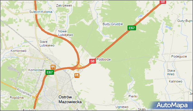 mapa Grudzie gmina Ostrów Mazowiecka, Grudzie gmina Ostrów Mazowiecka na mapie Targeo