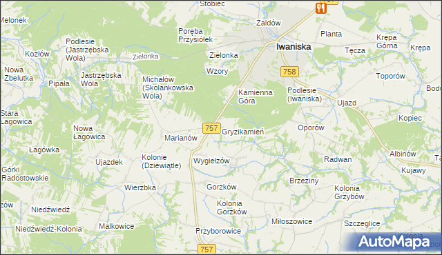 mapa Gryzikamień, Gryzikamień na mapie Targeo