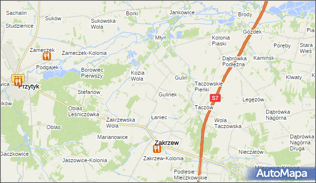 mapa Gulinek, Gulinek na mapie Targeo