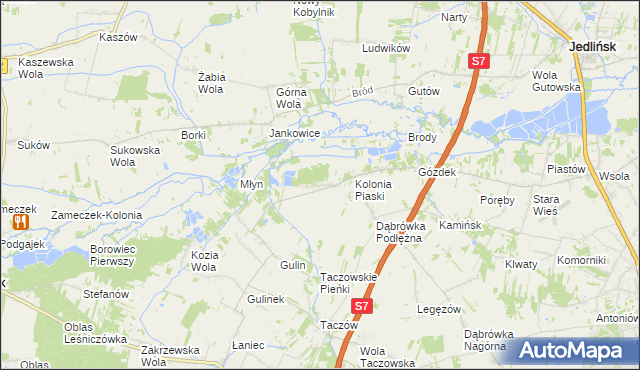 mapa Gustawów gmina Zakrzew, Gustawów gmina Zakrzew na mapie Targeo