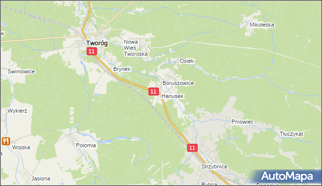 mapa Hanusek, Hanusek na mapie Targeo