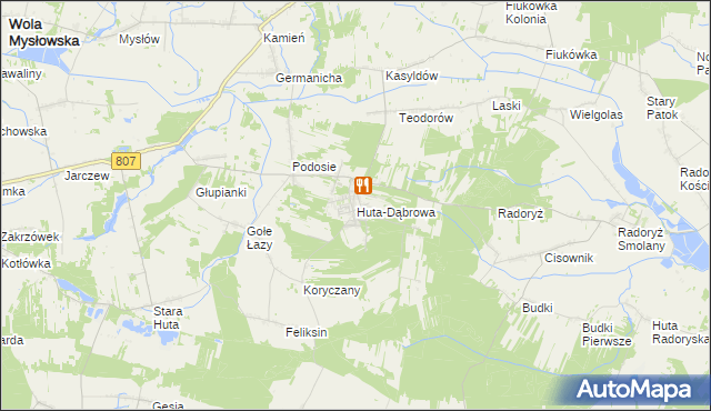 mapa Huta-Dąbrowa, Huta-Dąbrowa na mapie Targeo