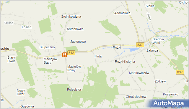 mapa Huta gmina Żółkiewka, Huta gmina Żółkiewka na mapie Targeo
