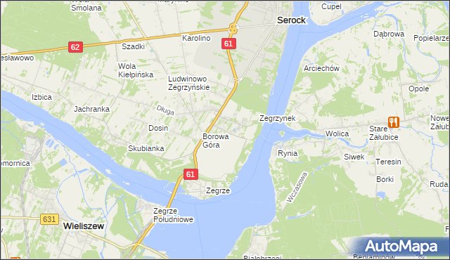 mapa Jadwisin gmina Serock, Jadwisin gmina Serock na mapie Targeo