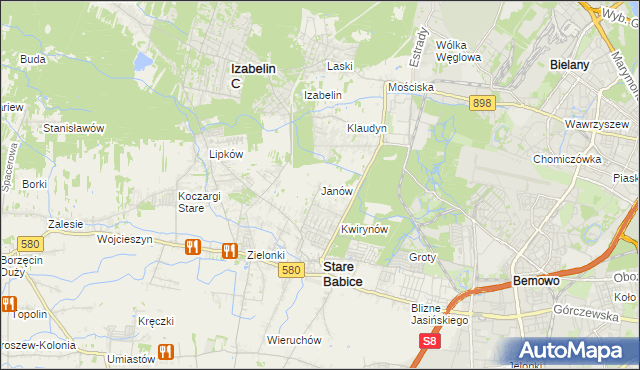 mapa Janów gmina Stare Babice, Janów gmina Stare Babice na mapie Targeo
