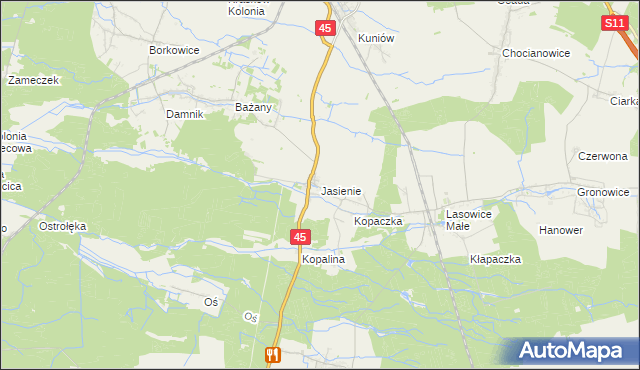 mapa Jasienie, Jasienie na mapie Targeo