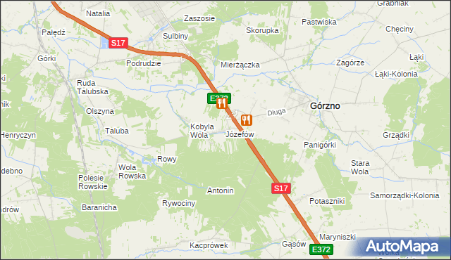 mapa Józefów gmina Górzno, Józefów gmina Górzno na mapie Targeo