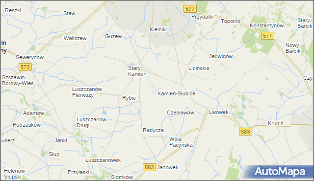 mapa Kamień-Słubice, Kamień-Słubice na mapie Targeo