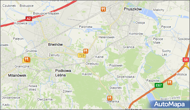 mapa Kanie gmina Brwinów, Kanie gmina Brwinów na mapie Targeo