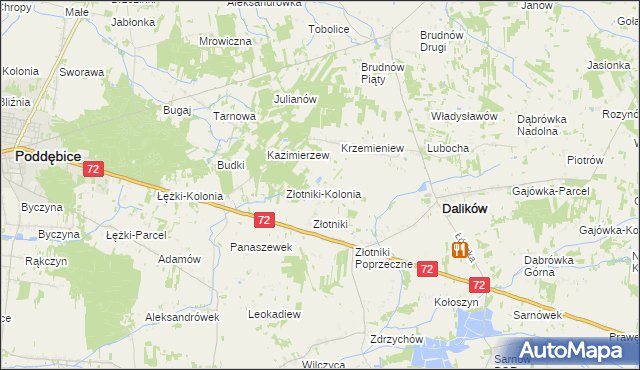 mapa Kazimierzów gmina Dalików, Kazimierzów gmina Dalików na mapie Targeo