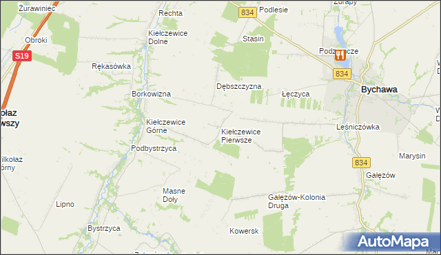 mapa Kiełczewice Pierwsze, Kiełczewice Pierwsze na mapie Targeo