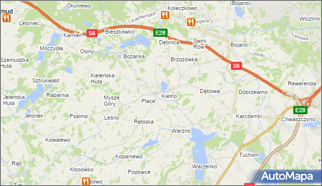 mapa Kielno gmina Szemud, Kielno gmina Szemud na mapie Targeo