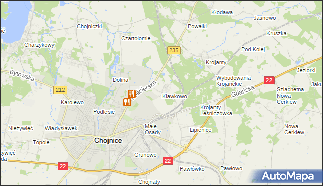 mapa Klawkowo, Klawkowo na mapie Targeo