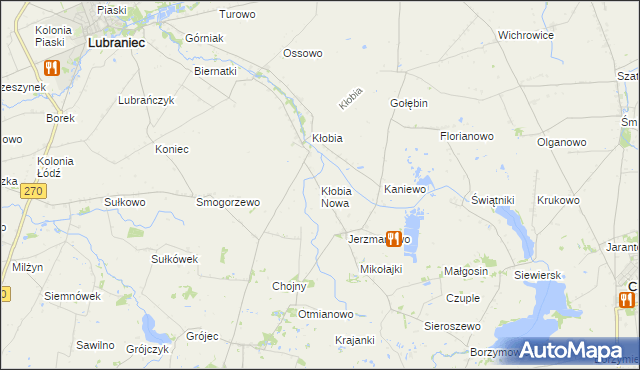 mapa Kłobia Nowa, Kłobia Nowa na mapie Targeo