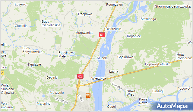 mapa Klusek gmina Pokrzywnica, Klusek gmina Pokrzywnica na mapie Targeo