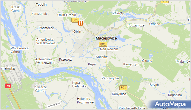 mapa Kochów gmina Maciejowice, Kochów gmina Maciejowice na mapie Targeo