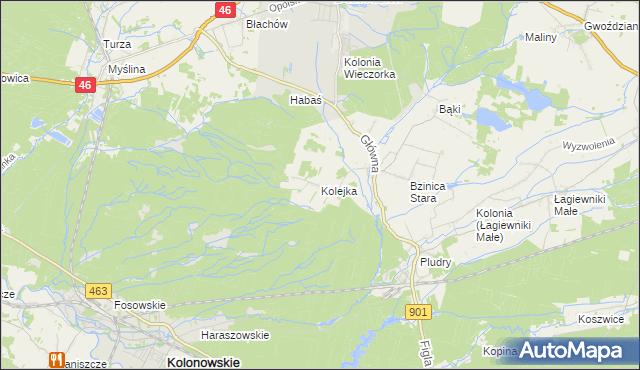 mapa Kolejka, Kolejka na mapie Targeo