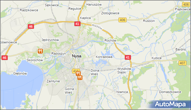 mapa Konradowa, Konradowa na mapie Targeo