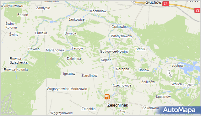 mapa Kopiec gmina Żelechlinek, Kopiec gmina Żelechlinek na mapie Targeo