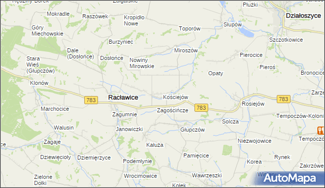 mapa Kościejów, Kościejów na mapie Targeo