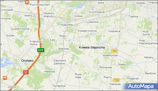 mapa Kowala-Stępocina, Kowala-Stępocina na mapie Targeo