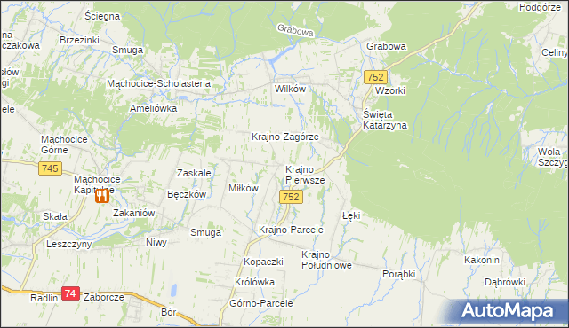 mapa Krajno Pierwsze, Krajno Pierwsze na mapie Targeo