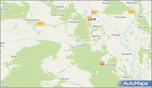 mapa Krusza, Krusza na mapie Targeo