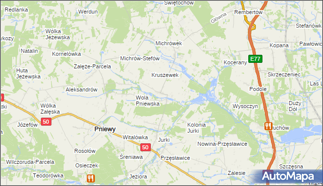 mapa Kruszew gmina Pniewy, Kruszew gmina Pniewy na mapie Targeo
