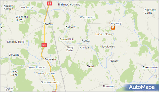 mapa Krynica gmina Suchożebry, Krynica gmina Suchożebry na mapie Targeo