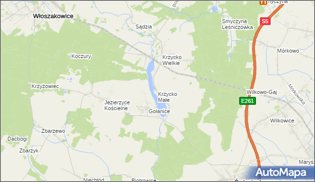 mapa Krzycko Małe, Krzycko Małe na mapie Targeo