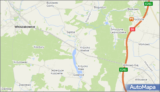 mapa Krzycko Wielkie, Krzycko Wielkie na mapie Targeo