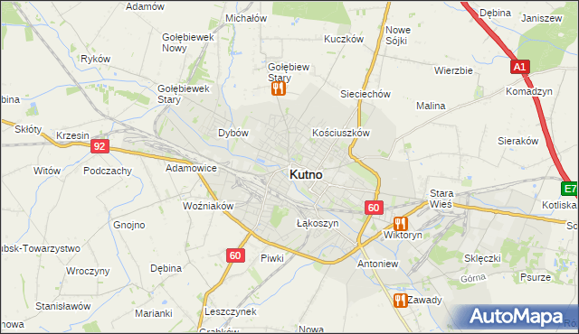 mapa Kutno, Kutno na mapie Targeo