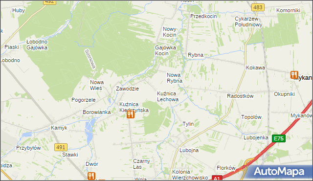 mapa Kuźnica Lechowa, Kuźnica Lechowa na mapie Targeo