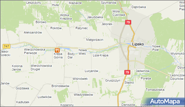 mapa Lipa-Krępa, Lipa-Krępa na mapie Targeo