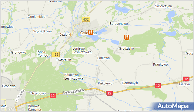 mapa Łoniewo gmina Osieczna, Łoniewo gmina Osieczna na mapie Targeo