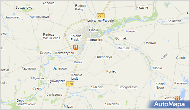mapa Lubrańczyk, Lubrańczyk na mapie Targeo