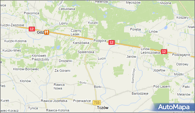 mapa Lucin gmina Tczów, Lucin gmina Tczów na mapie Targeo