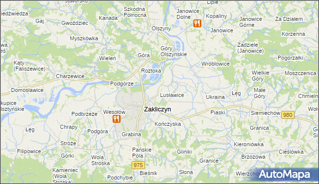 mapa Lusławice gmina Zakliczyn, Lusławice gmina Zakliczyn na mapie Targeo