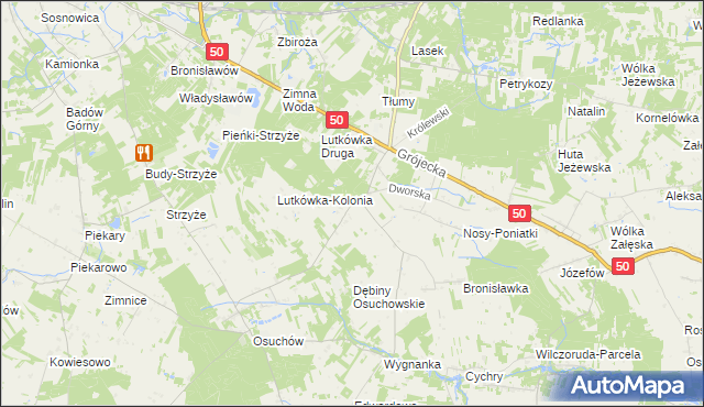 mapa Lutkówka gmina Mszczonów, Lutkówka gmina Mszczonów na mapie Targeo