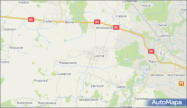 mapa Lutynia gmina Miękinia, Lutynia gmina Miękinia na mapie Targeo
