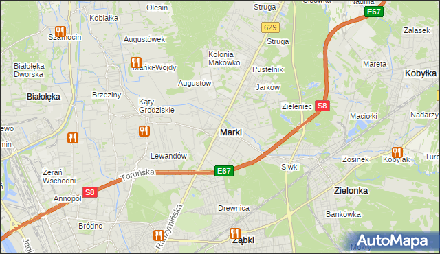 mapa Marki powiat wołomiński, Marki powiat wołomiński na mapie Targeo