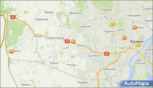 mapa Mierzyn gmina Dobra (Szczecińska), Mierzyn gmina Dobra (Szczecińska) na mapie Targeo