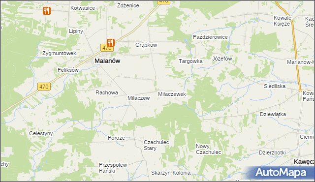 mapa Miłaczewek, Miłaczewek na mapie Targeo