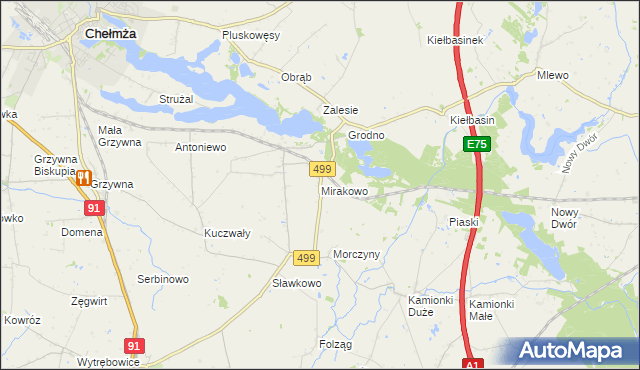 mapa Mirakowo, Mirakowo na mapie Targeo