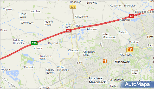 mapa Natolin gmina Grodzisk Mazowiecki, Natolin gmina Grodzisk Mazowiecki na mapie Targeo