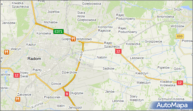 mapa Natolin gmina Jedlnia-Letnisko, Natolin gmina Jedlnia-Letnisko na mapie Targeo